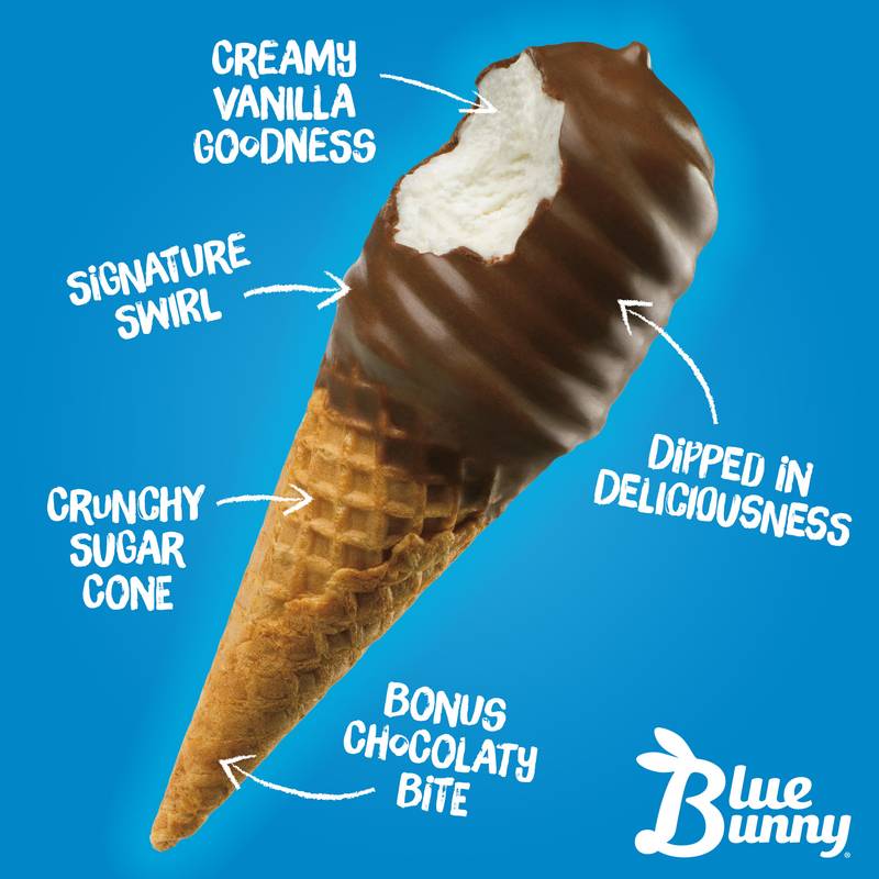 Blue Bunny Vanilla Mini Swirls Dipped Cones 8ct