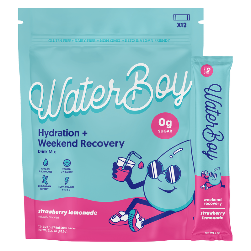 Waterboy Weekend Recovery Formula, Strawberry Lemonade 12 Pack
