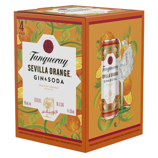 Tanqueray Sevilla Orange Gin & Soda Cocktail 4pk 12oz Cans 6% ABV