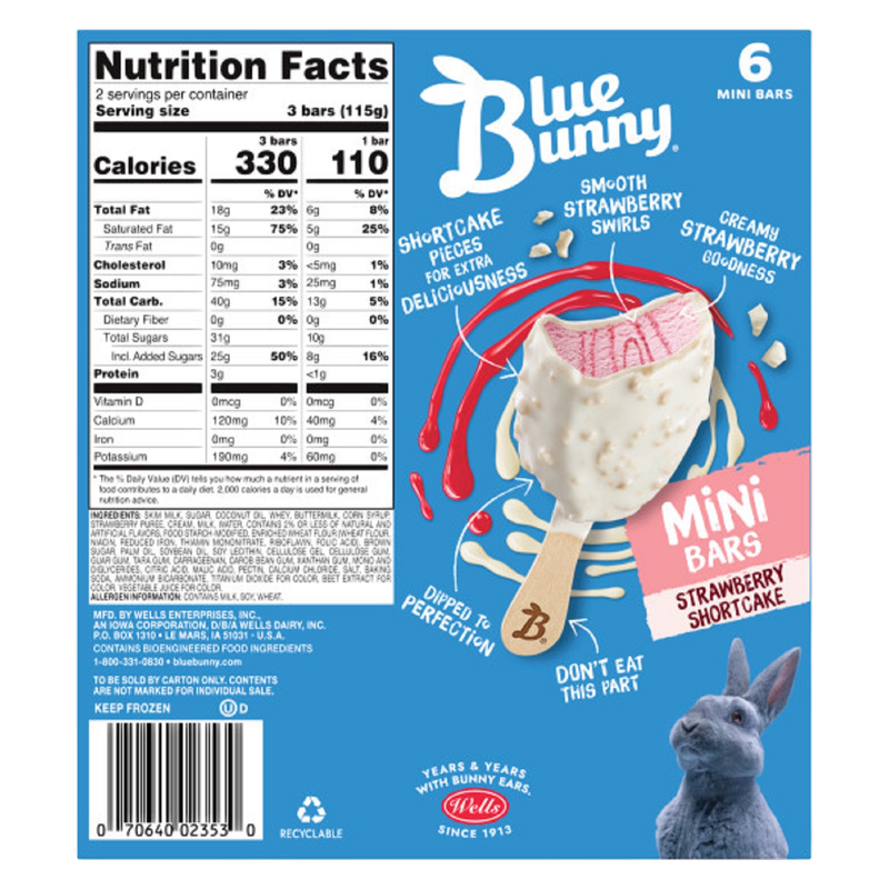 Blue Bunny Strawberry Shortcake Mini Bars 6ct