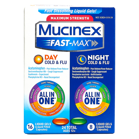 Mucinex Fast-Max Day Night Cold & Flu Liquid Gels 24ct