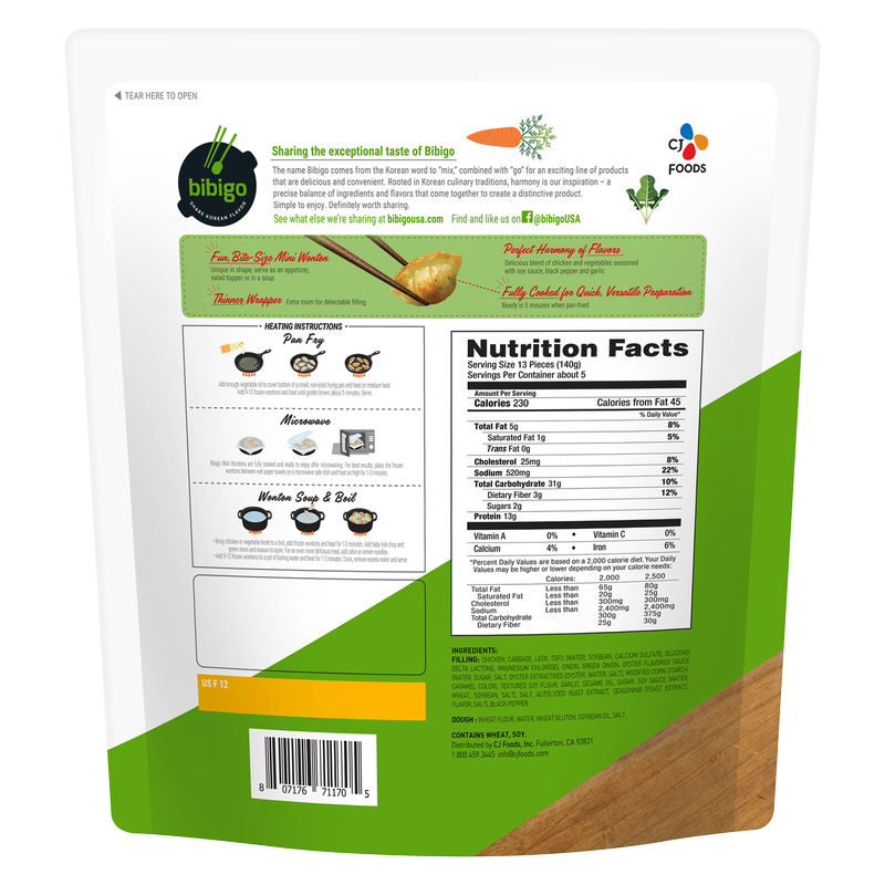 Bibigo Frozen Chicken & Vegetable Mini Wontons 24oz