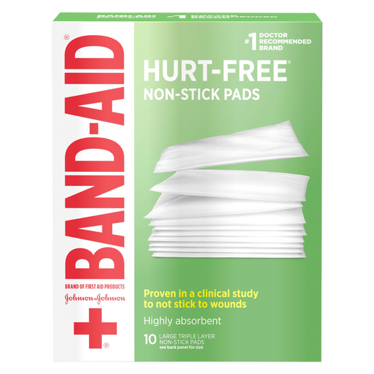 Band-Aid Large Triple Layer Hurt Free Non-Stick Pads 3" x 4" 10ct