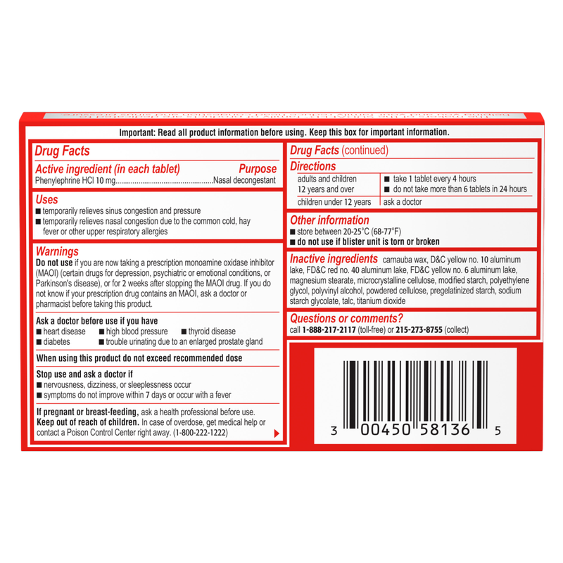 Sudafed PE Sinus Congestion, 36 Count