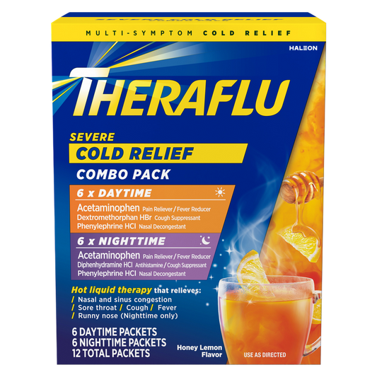 Theraflu Green Tea & Honey Lemon Multi-Symptom Severe Cold Relief Powder 12ct