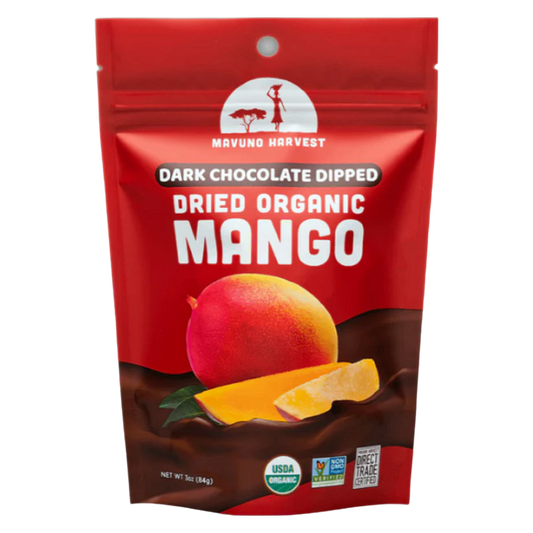 Mavuno Harvest Organic Dark Chocolate Dipped Dried Mango, 3oz