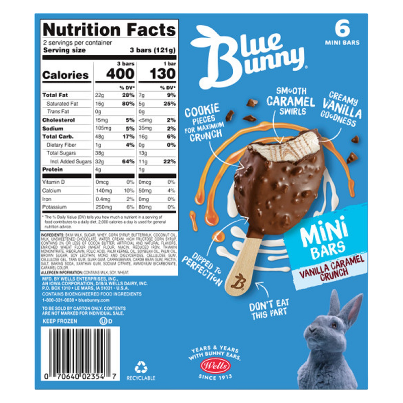 Blue Bunny Vanilla Caramel Crunch Mini Bars 6ct