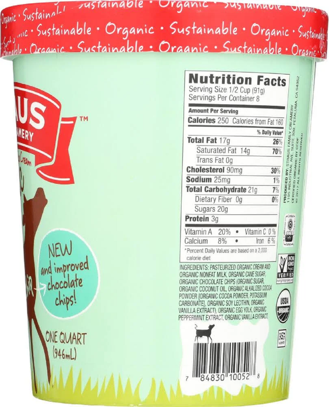 Straus Family Creamery Mint Chip Ice Cream Pint 16oz