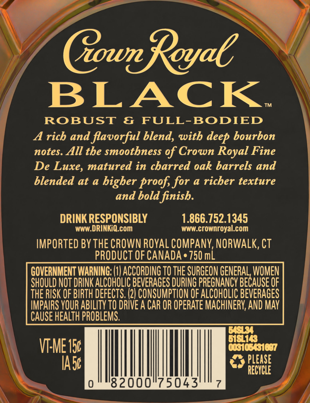 Crown Royal Black Canadian Whisky 750ml
