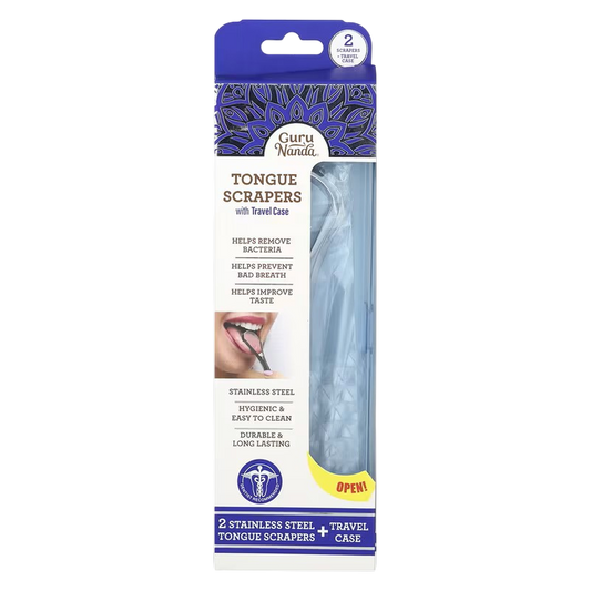 GuruNanda, Tongue Scrapers with Travel Case, 2 Piece Kit
