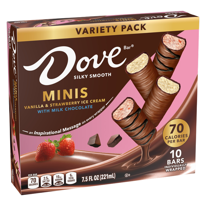 Dove Minis Vanilla & Strawberry Ice Cream Bars, 10ct