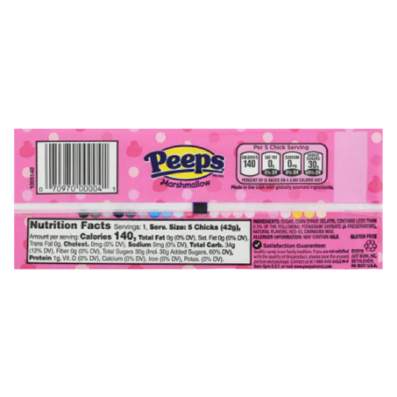 PEEPS, Pink Marshmallow Chicks Easter Candy, 5 Count