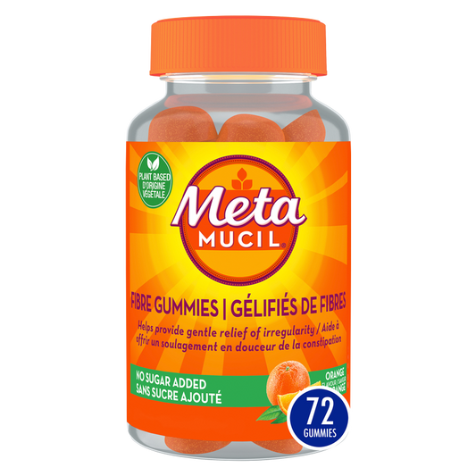 Metamucil Daily Fiber Gummies, Orange Flavored, No Sugar Added, 5g Prebiotic Plant Based Fiber Blend, 72 Count