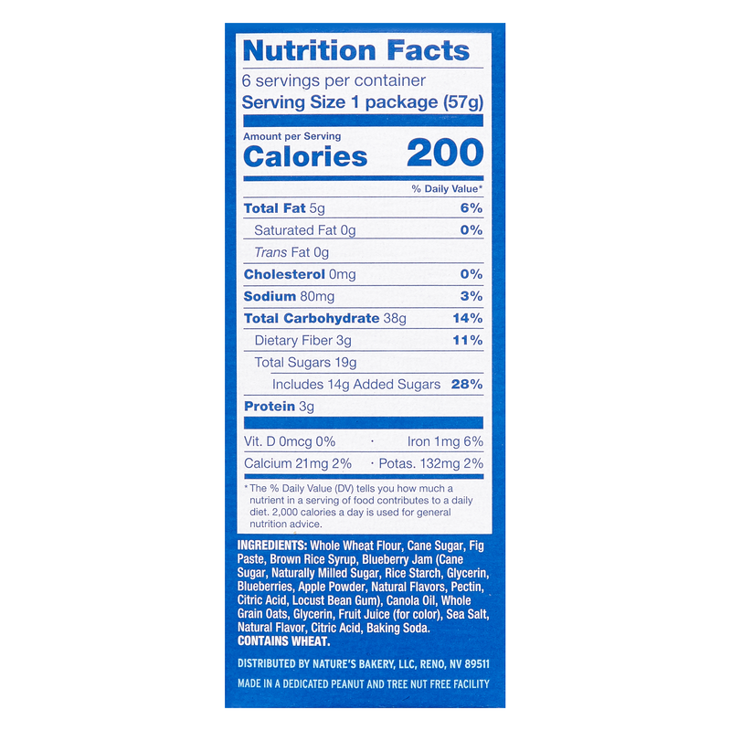 Nature's Bakery Whole Wheat Blueberry Fig Bars 6ct