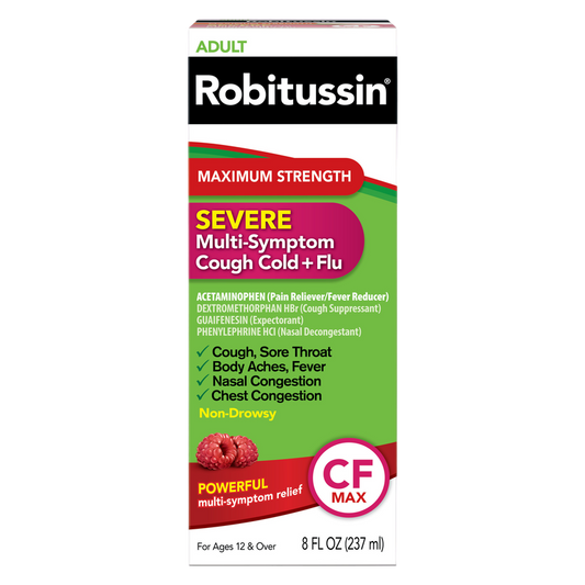 Robitussin Non-Drowsy Maximum Strength Severe Multi-Symptom Cough Cold + Flu 8oz