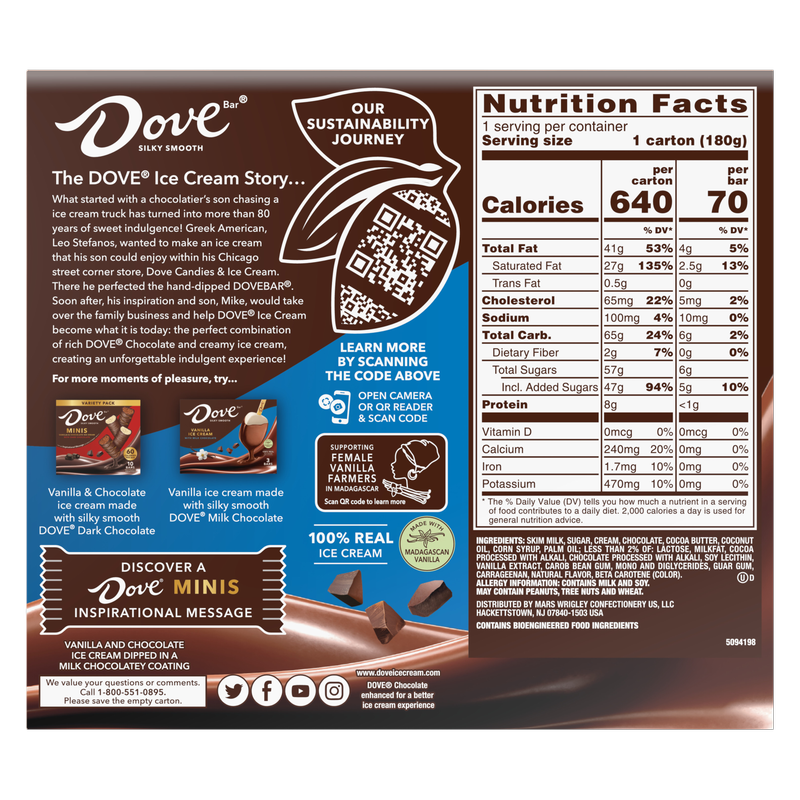 Dove Minis Vanilla & Milk Chocolate Ice Cream Bars, 10ct