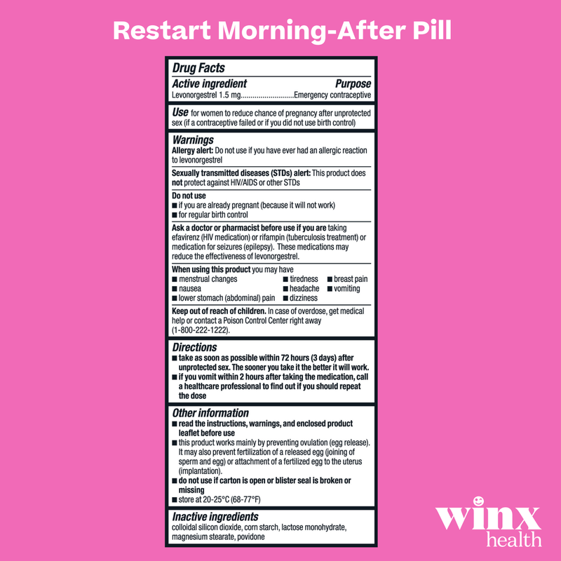 Winx Restart Morning-After Pill Emergency Contraceptive