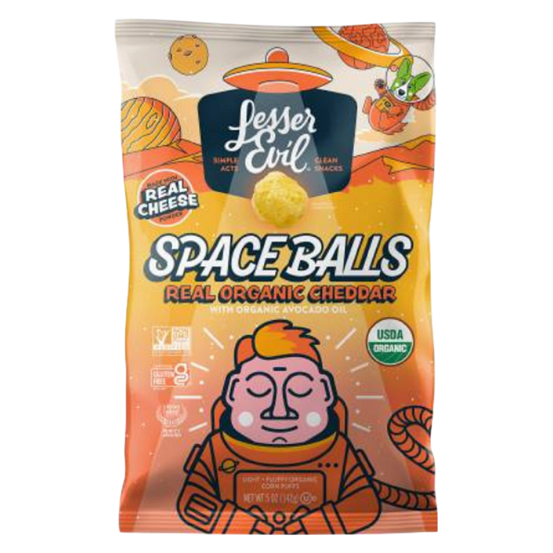 LesserEvil Space Balls, Real Organic Cheddar, 5oz