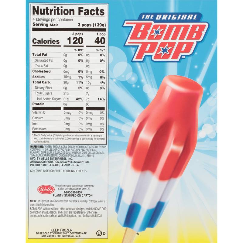 Bomb Pop Original Ice Pops 12ct
