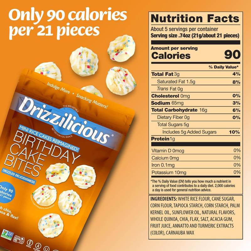 Drizzilicious Birthday Cake Drizzled Mini Rice Cake, 4oz