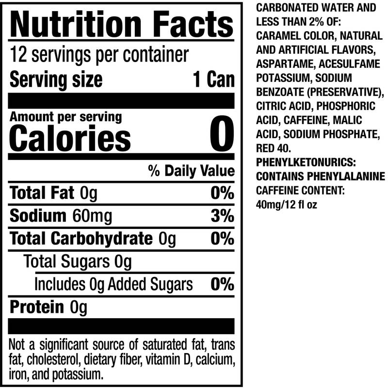 Dr Pepper Zero Sugar Cherry 12pk 12oz Can