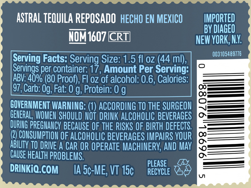Astral Reposado Tequila 750ml (80 proof)