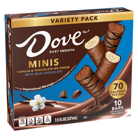 Dove Minis Vanilla & Milk Chocolate Ice Cream Bars, 10ct
