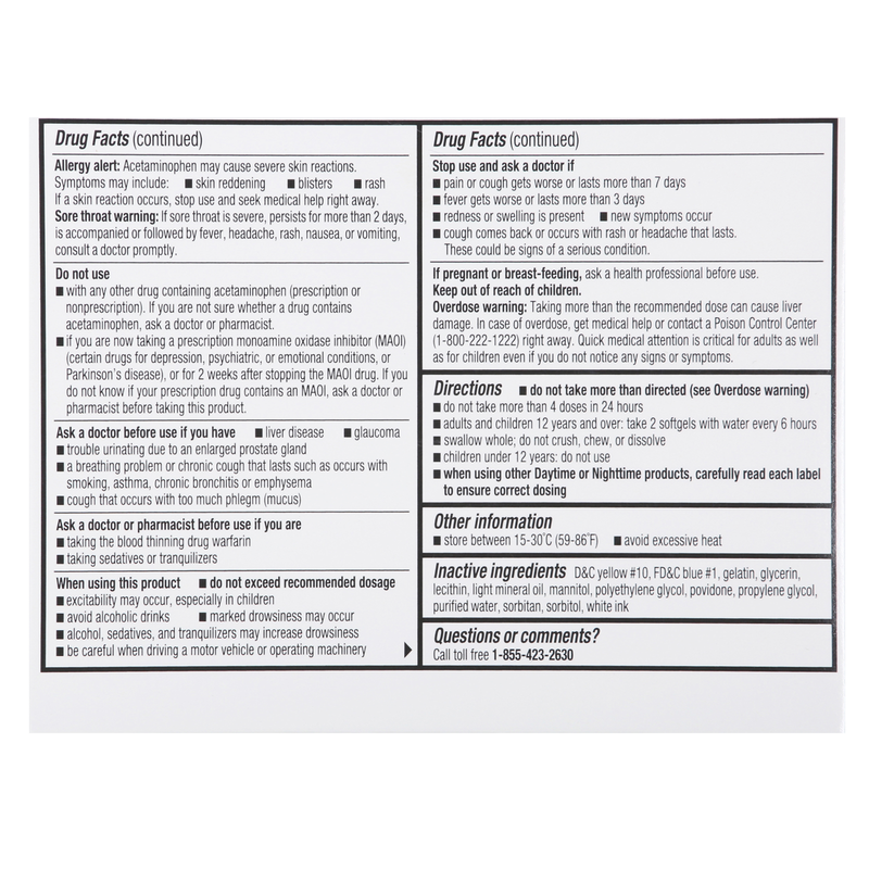 Equaline Nighttime Cold + Flu Relief 24 softgels