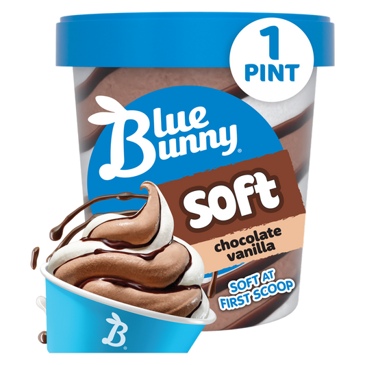 Blue Bunny Chocolate Vanilla Soft Pint 16 oz