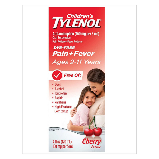 Childrens' Tylenol Pain & Fever Reducer Liquid Acetaminophen Dye-Free Cherry 4 oz