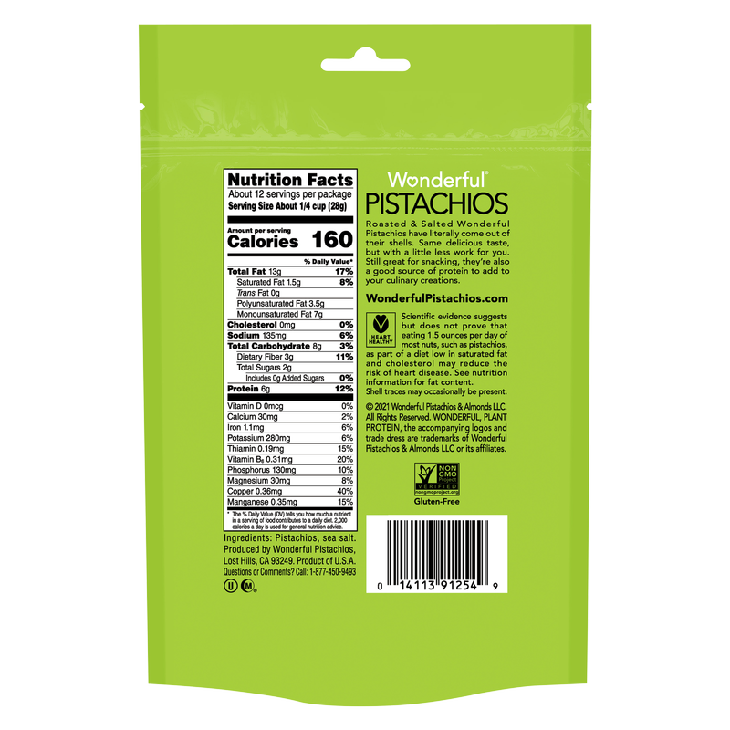 Wonderful Roasted and Salted Pistachios 12oz