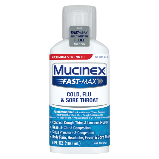Mucinex Fast-Max Max Strength Cold Flu & Sore Throat Relief Liquid 6oz