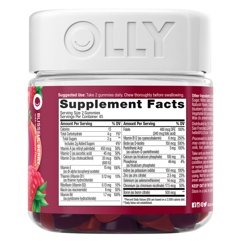 OLLY Women's Multivitamin Blissful Berry 90ct