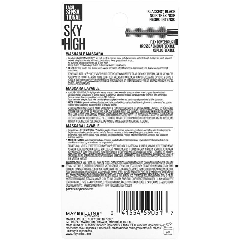Maybelline Lash Sensational Sky High Lengthening Mascara, Blackest Black
