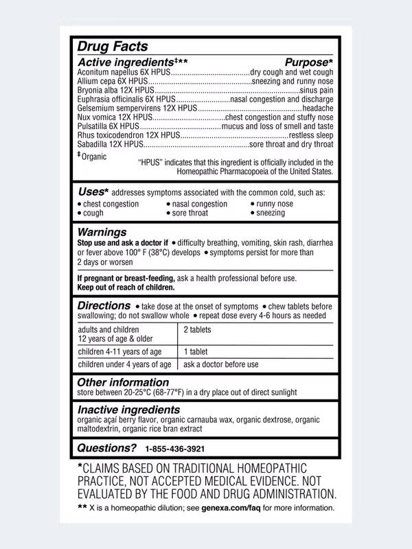 Genexa Organic Cold Crush Adult, 60 Tabs