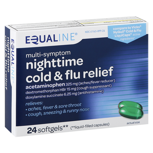 Equaline Nighttime Cold + Flu Relief 24 softgels