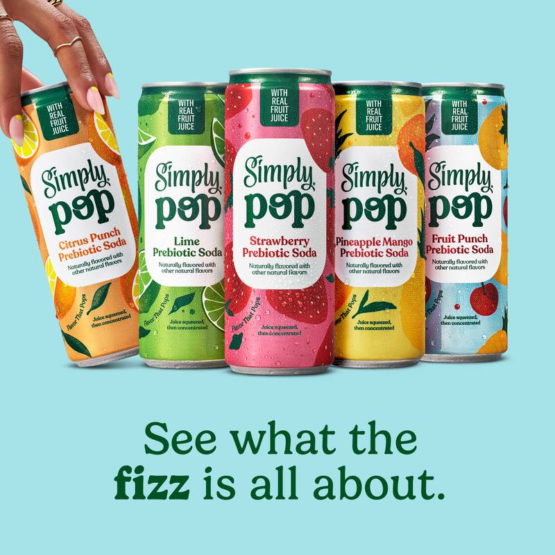 Simply Pop Fruit Punch Prebiotic Soda 12oz Can