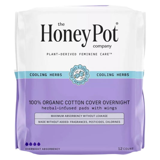 The Honey Pot Herbal Overnight Menstrual Pads, 12ct
