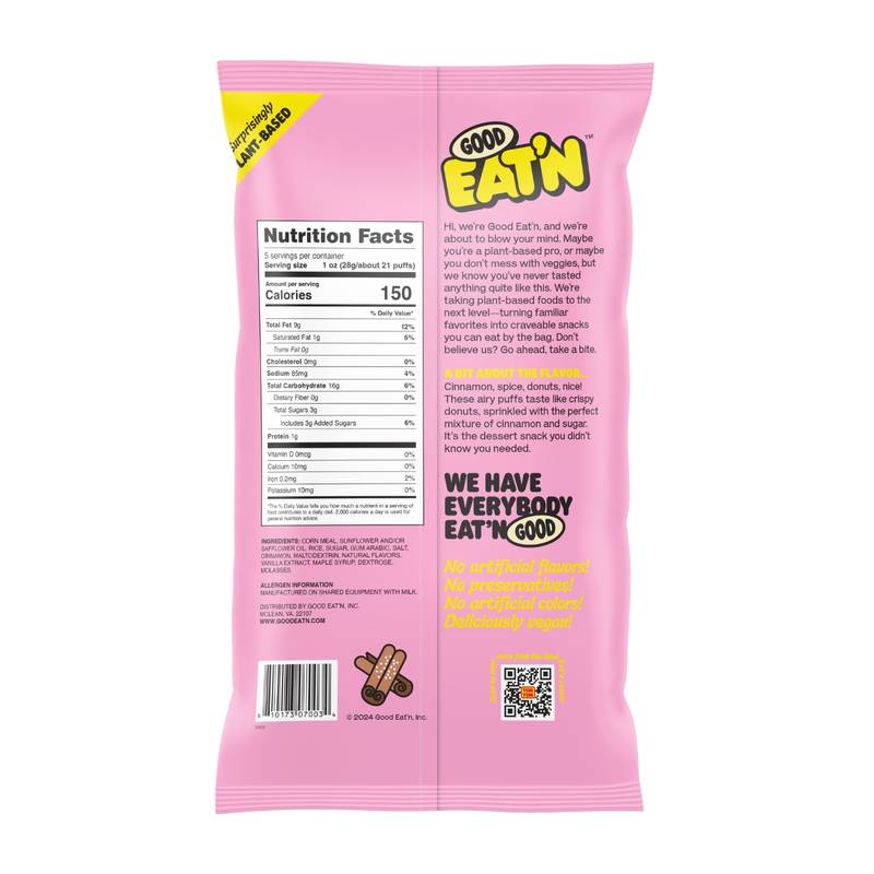 Good Eat'n Cinnamon Sugar Puffs, 5oz