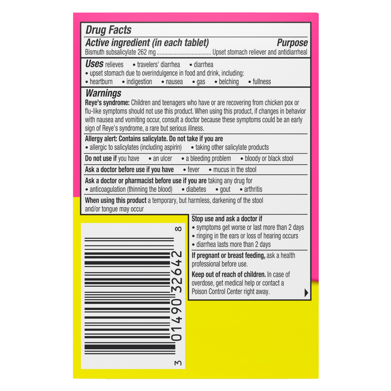 Pepto Bismol 5 Symptom Relief Chewable Tablets 48 ct