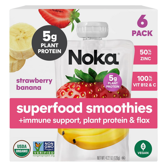 Noka Strawberry Banana Superfood Smoothie 6pk 4.22oz Box