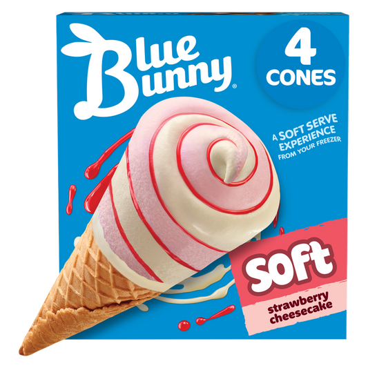 Blue Bunny Strawberry Cheesecake Soft Twist Cones 4ct