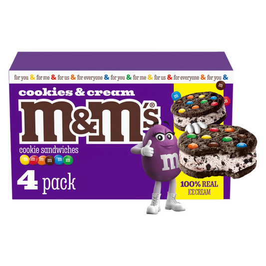 M&M'S Cookies and Cream Ice Cream Cookie Sandwiches, 4ct