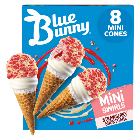 Blue Bunny Strawberry Shortcake Mini Swirls Dipped Cones 8ct