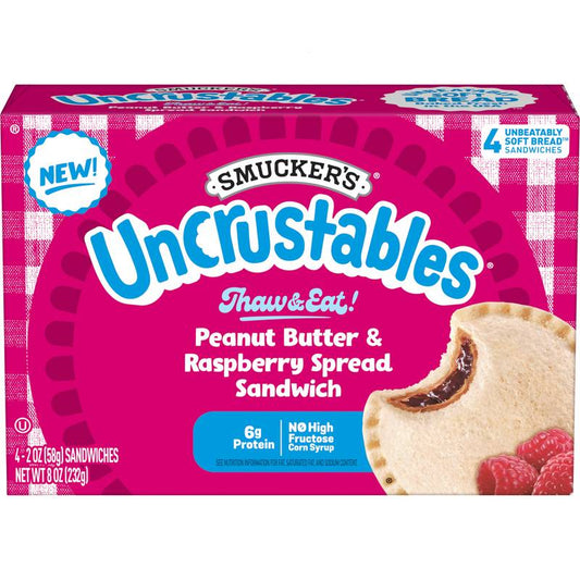 Smucker Uncrustables Peanut Butter And Raspberry Spread Frozen Sandwich 4ct