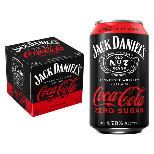Jack Daniel's & Coke Zero 4pk 355ml Can 7% ABV