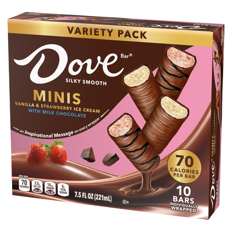 Dove Minis Vanilla & Strawberry Ice Cream Bars, 10ct